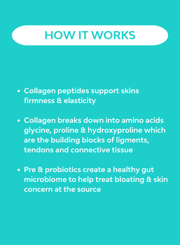 A list describing how boosted collagen for gut health supports your skin and gut microbiome 