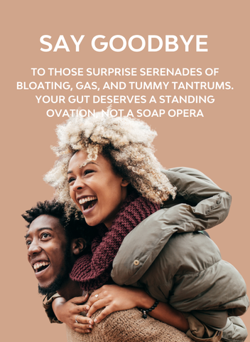 Two happy people because they have no more IBS, IBD, gas, bloating and stomach discomfort because of 14 strain probiotics for advanced gut repair